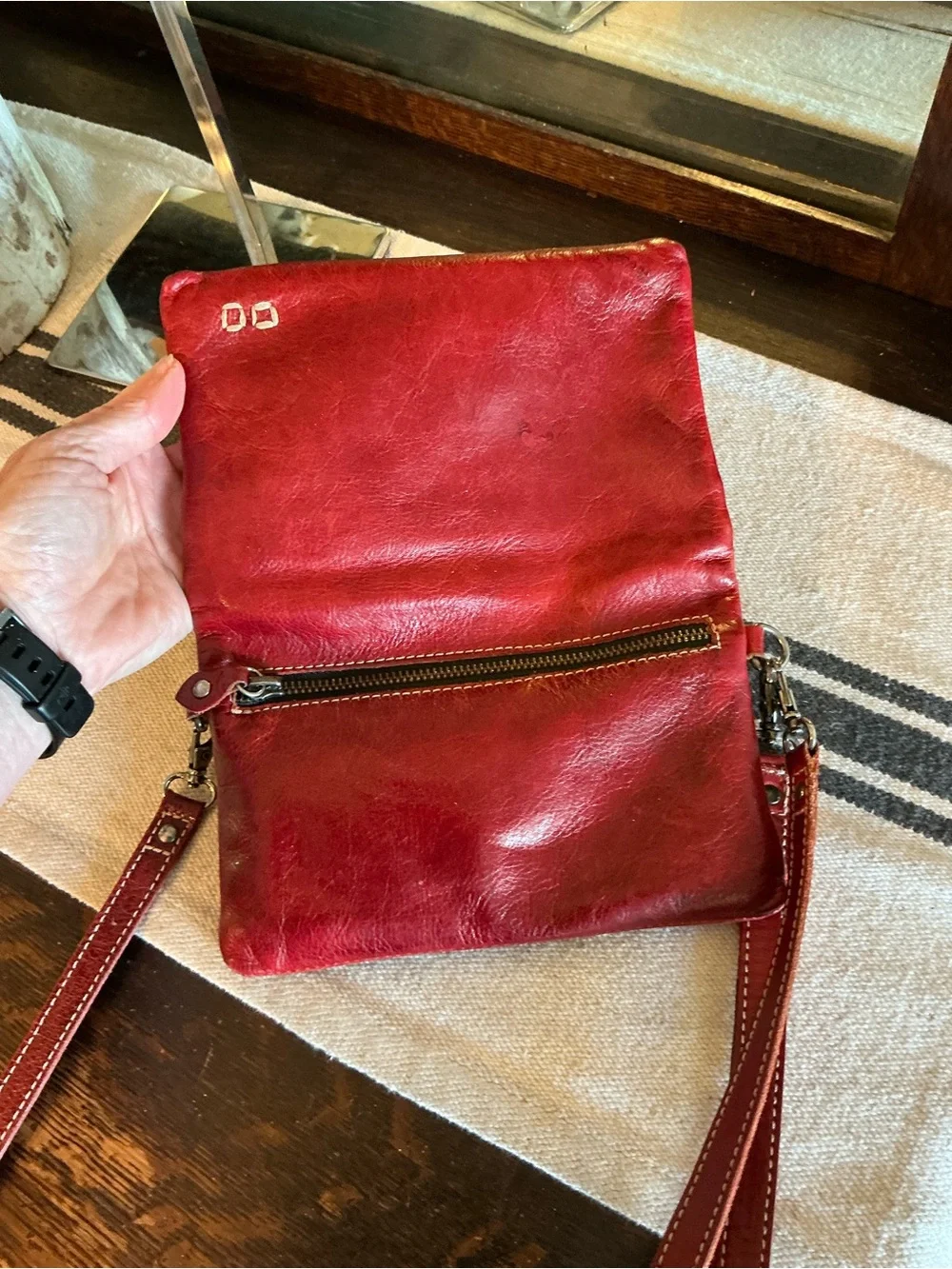 Bed Stu Leather Cadence Wallet Wristlet Crossbody Bag Red Rustic MSRP $179